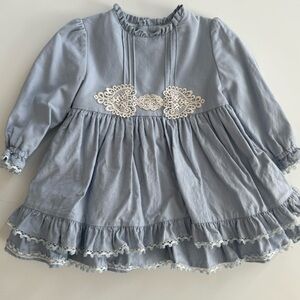 Miranda 18M Blue Ruffled Dress with Lace Detail